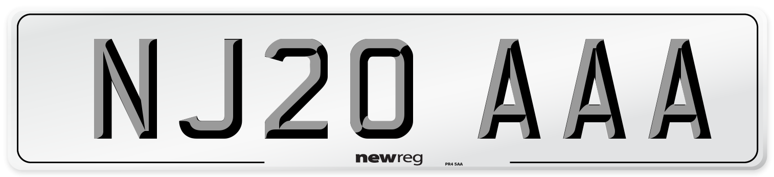 NJ20 AAA Number Plate from New Reg